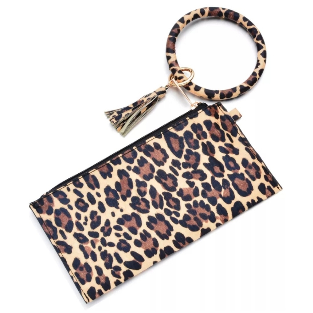 Leopard Print Mini Clutch with Bangle - Tan